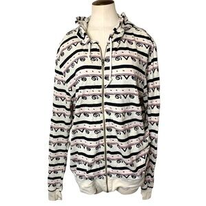 URBAN outfitters BDG cream tribal print knit jersey zippered hoodie sweater M